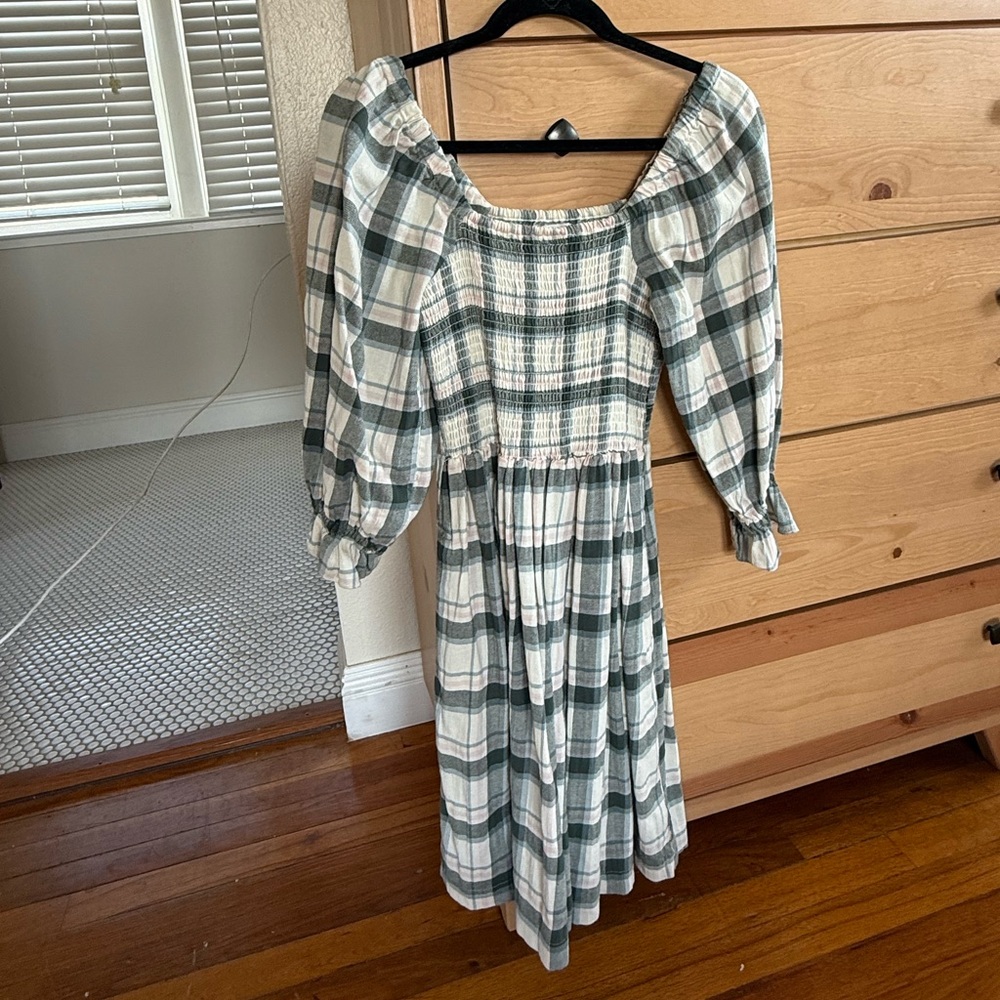 Madewell Plaid Long Sleeve Dress
